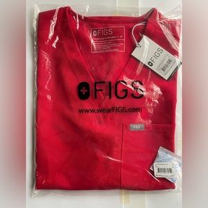 FIGS Pop Red  Catarina One- Pocket Top Medium